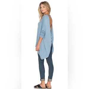 Free People Light Blue Open Back Sweater